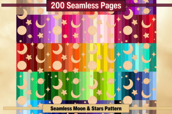 Download Seamless Moon &amp; Stars Pattern Pages - Premium Resources
